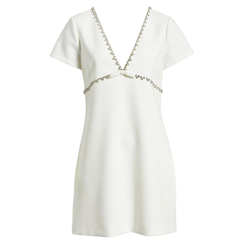 NWT REVOLVE Likely 'Jessica' Crystal V-neck Cocktail Minidress in White Size 6